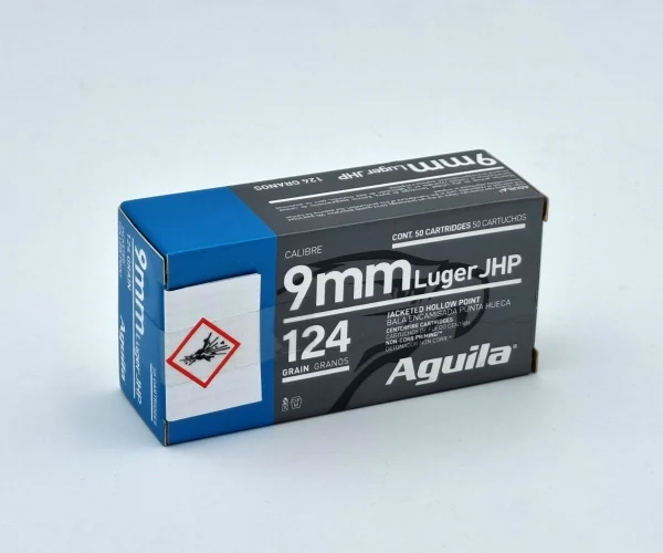 Munition Kurzwaffe Pistole Aguila 9mm Luger 124grs. JHP