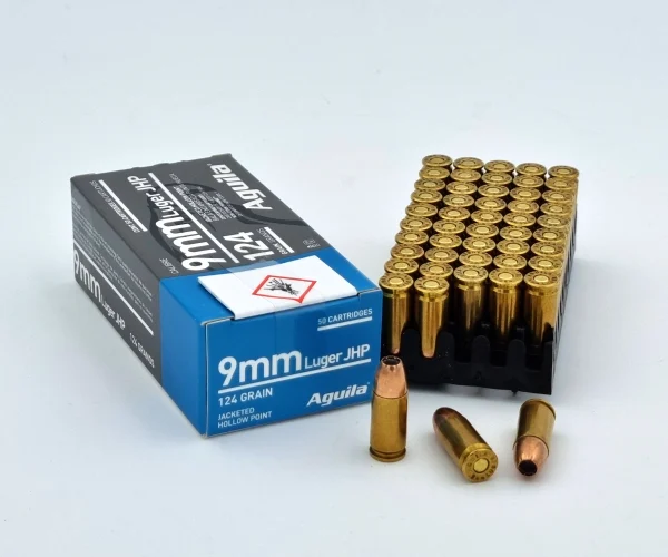 Munition Kurzwaffe Pistole Aguila 9mm Luger 124grs. JHP