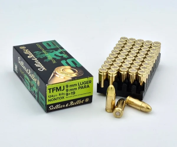 Munition Kurzwaffe Pistole Sellier & Bellot 9mm Luger TFMJ NonTox 124grs.