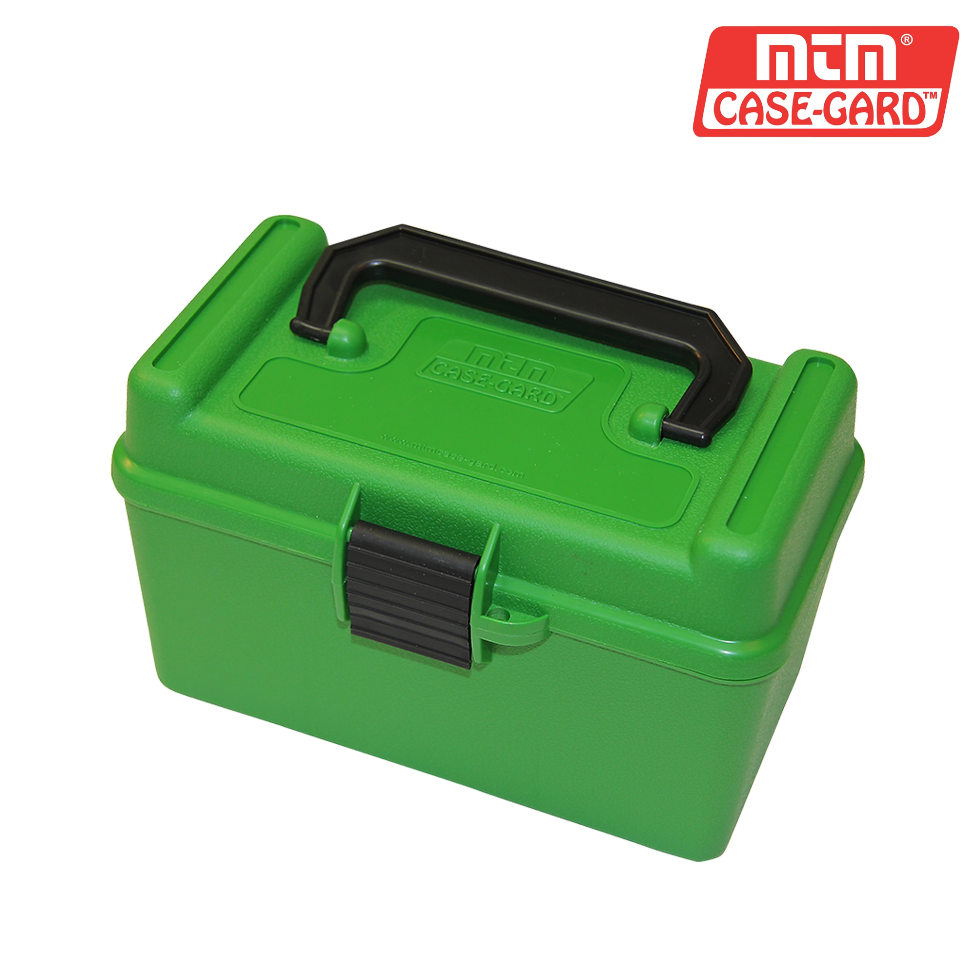 MTM PATRONENBOX DELUXE MIT KLAPPDECKEL UND TRAGEGRIFF 50RDS .22-250/.243/.308 GRÜN