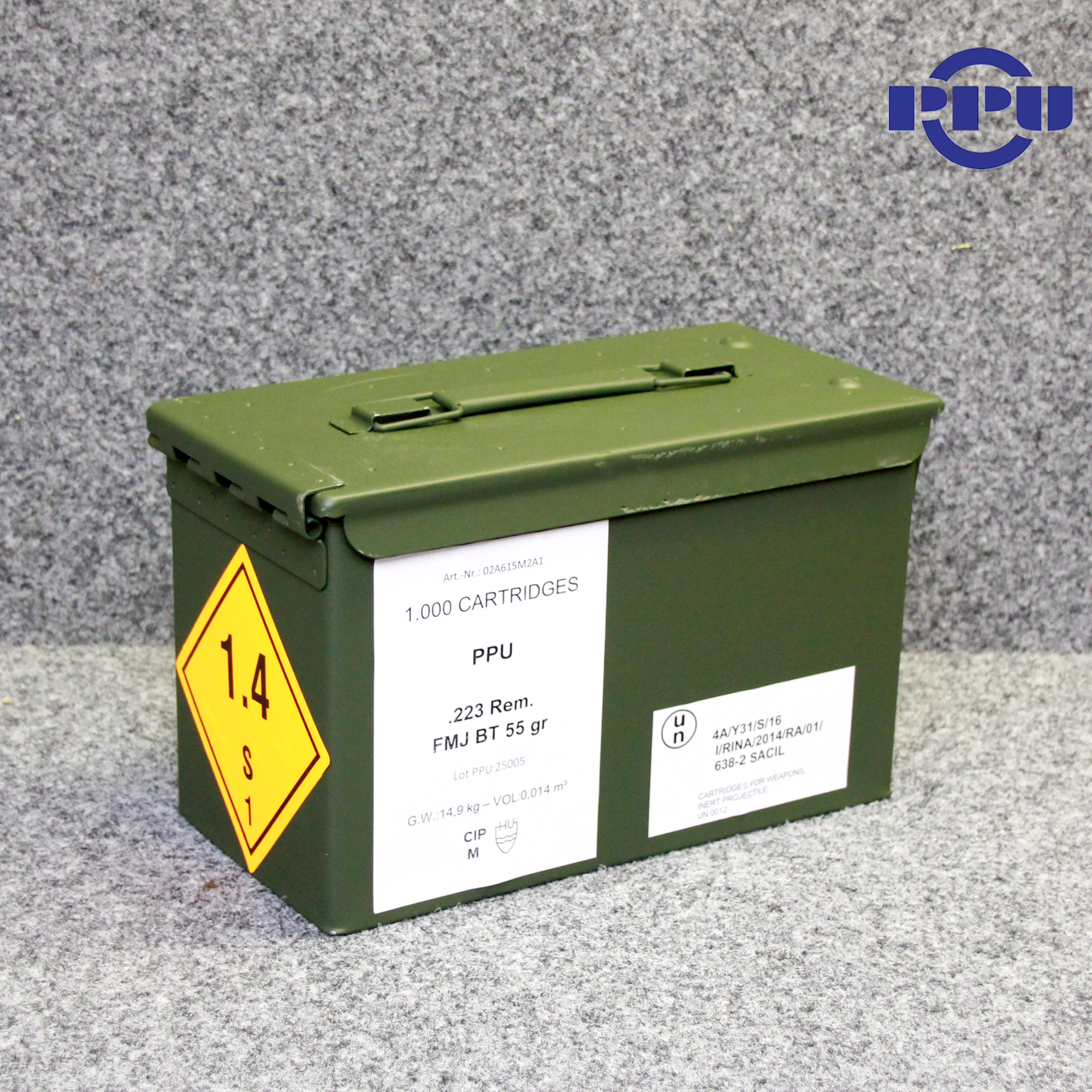 PPU .223 Rem. 55gr FMJ BT
